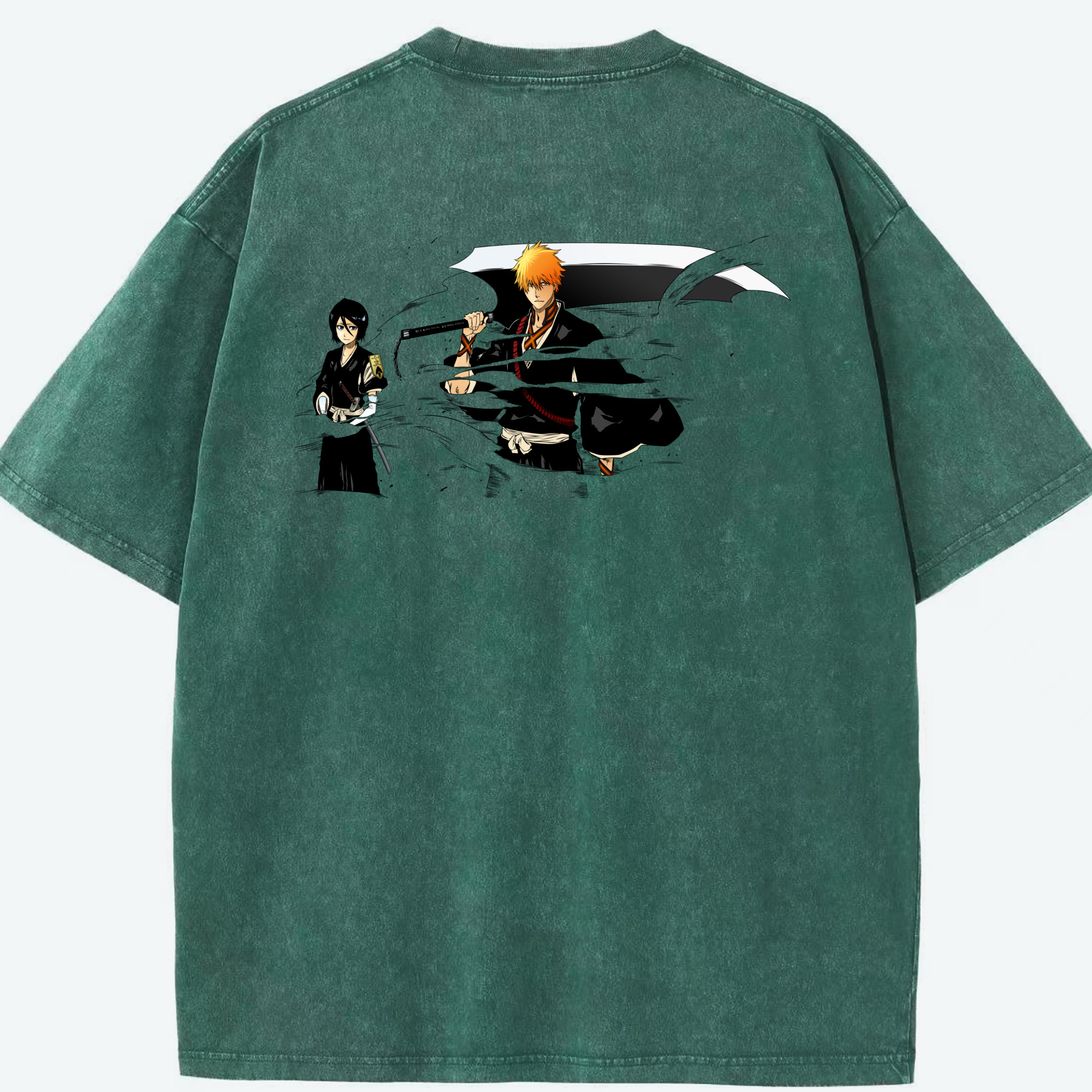 （画像用） ブリーチ 黒崎一護（くろさき いちご）BLEACH Kurosaki Ichigo 綿100% ヴィンテージ風 半袖Tシャツ（背面プリント）